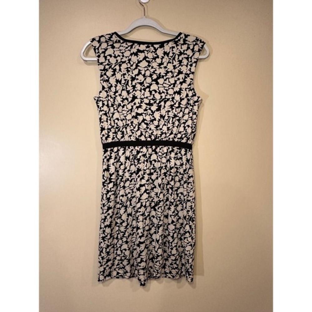 LOFT Women Fit and Flare Dress Black XS Cream Floral Sleeveless Casual Career - Picture 5 of 6
